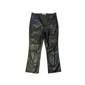 Zara Faux Leather Cropped Pants Black Straight Leg Women’s US Size 8